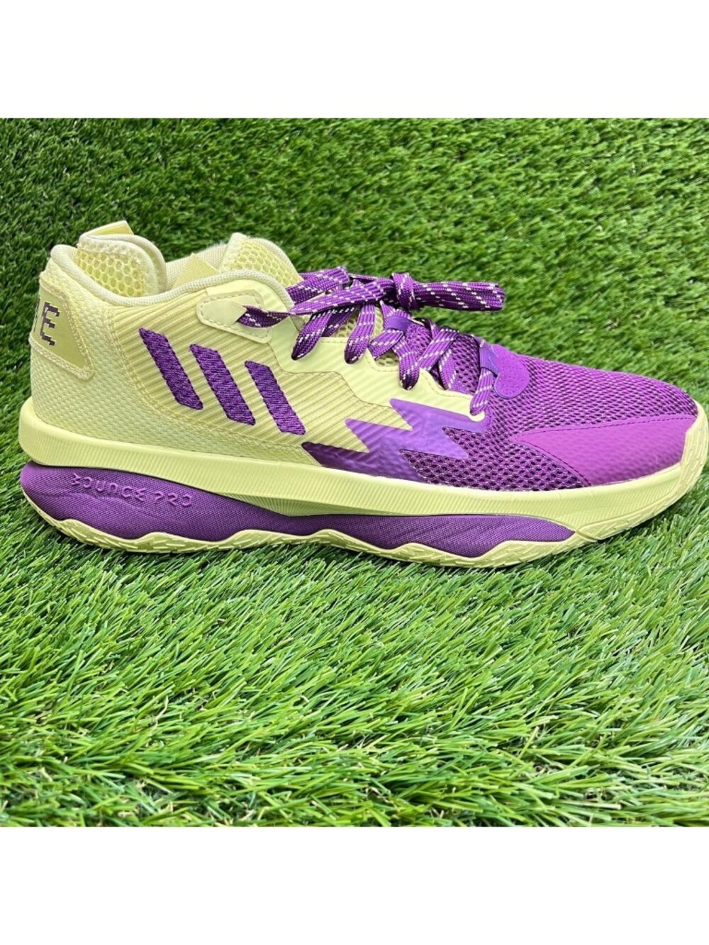 Adidas Dame 8 Mens Size 11 Purple Yellow Athletic Basketball Shoes Sneakers